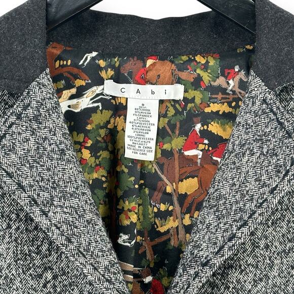 Cabi Equestrian Wool Gray Herringbone Blazer Womens Size 8 Style #629 - Picture 6 of 9